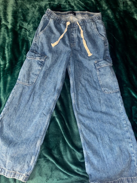 GAP Denim - Gap Denim High Rise Wide Leg Cargo Pants - Drawstring Waist - Medium